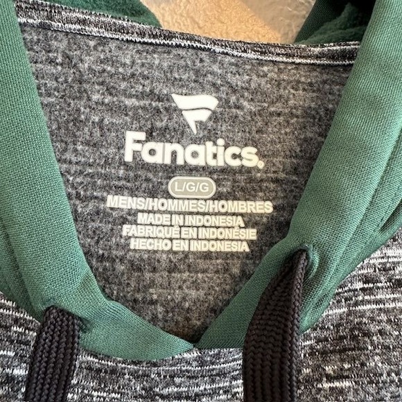 Fanatics NBA Milwaukee Bucks Men's Gray & Green Hooded Hoodie‎ Sweatshirt LG - Picture 5 of 7